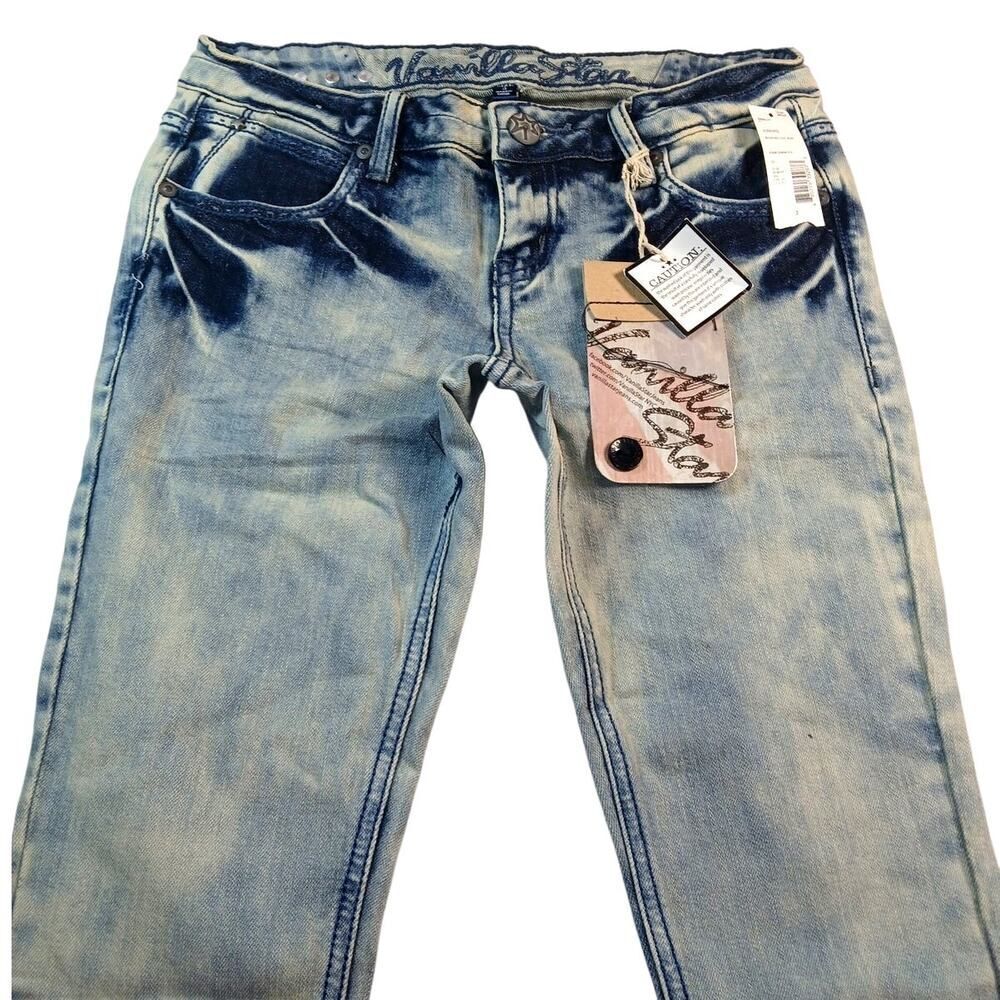 Vanilla Star Juniors New Ankle Biter Ankle Zippered Blue Denim Washed  Jeans - 3